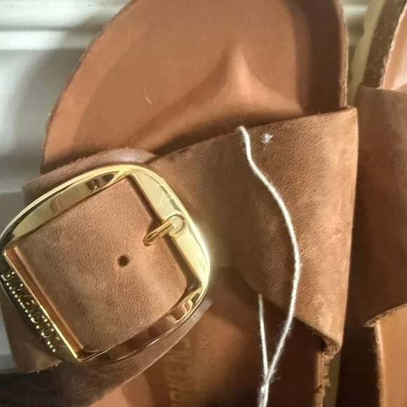 $155 Birkenstock Brown Sandals with Gold Buckle Madrid Sz 36 - Picture 3 of 7